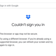 A screenshot of Huawei's MatePad Pro showing I can't sign into my Dropbox account because it uses my Google login credentials